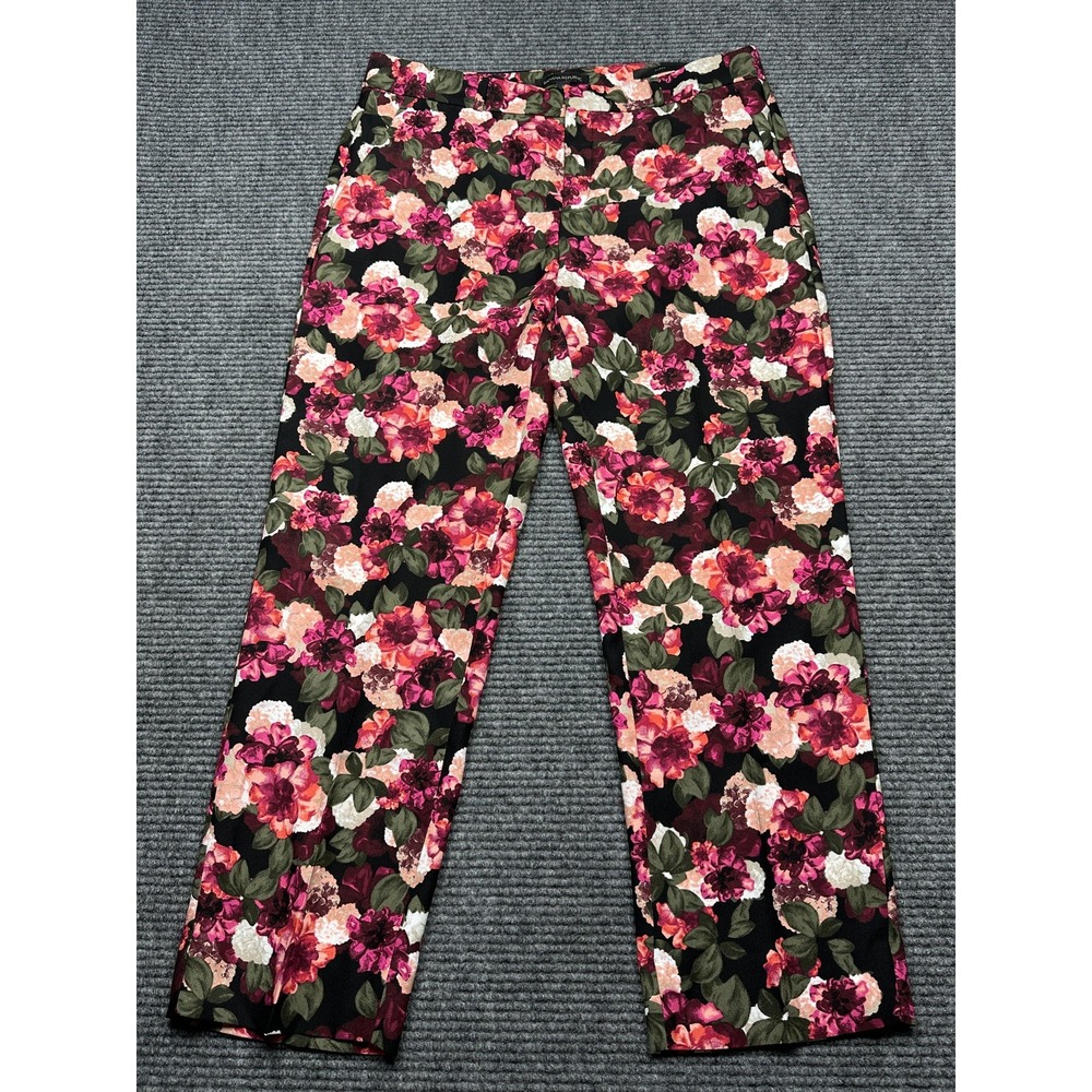Banana Republic Pants Womens 8 Black Floral Avery‎ Cropped Ankle Straight Lined